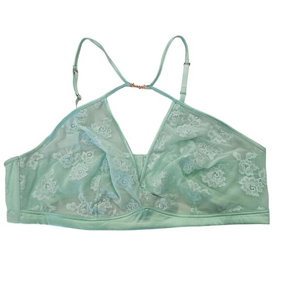 Savage X Fenty Mint Hint Green Strap Up Lace Bralette sz 3X Lounge Feminine - Picture 1 of 5